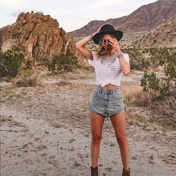 ONE TEASPOON High Waist Bandit Denim Shorts Concho Button Blue Boho REVOLVE - Picture 1 of 10